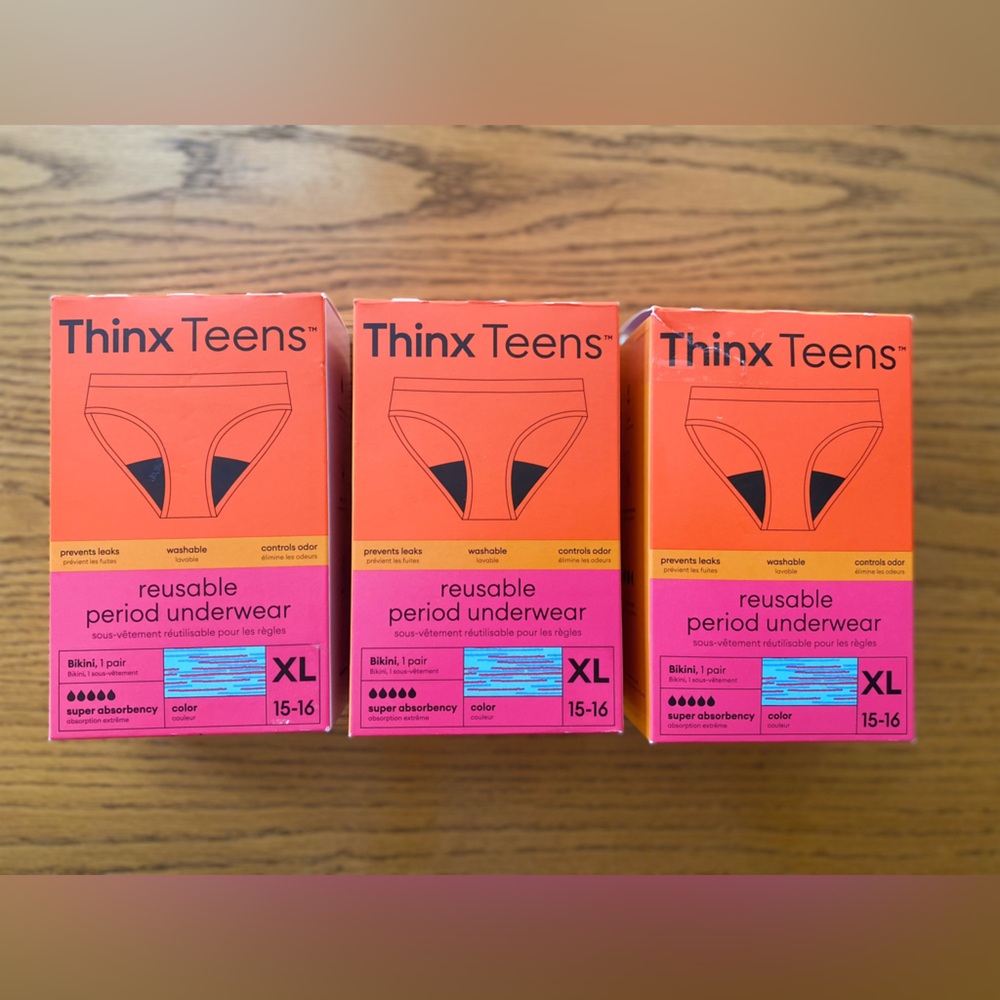 Thinx Teen Period Panties Size Xl 15-16 Multicolor